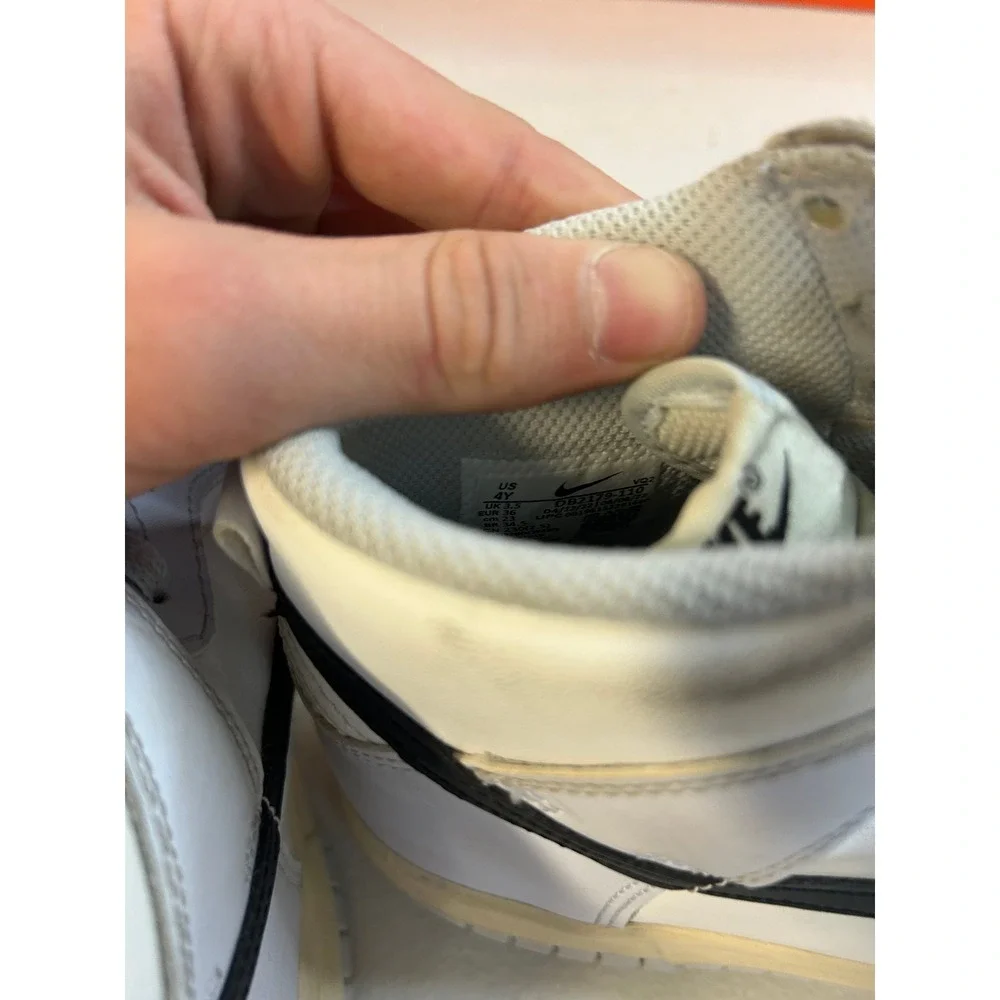 Nike Dunk High White Grey Black 4Y #2173